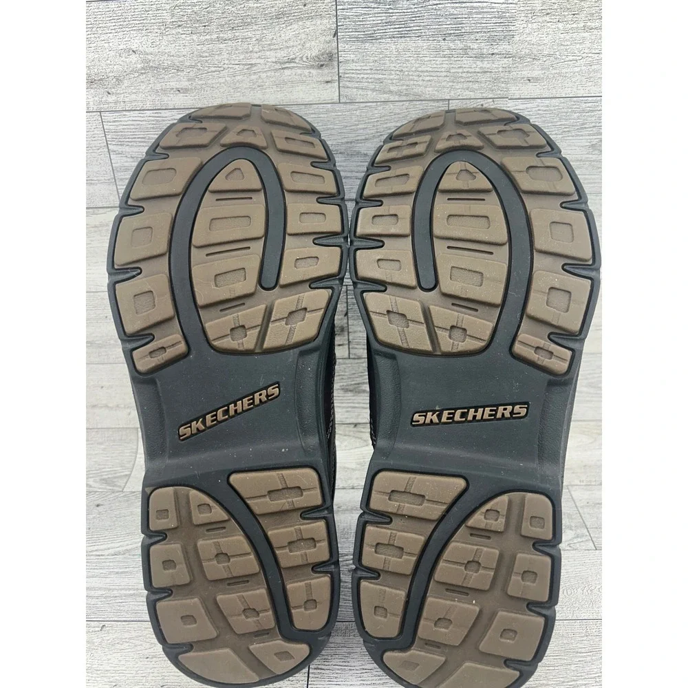 Skechers Relaxed Fit Mens Slip‎ On Shoes Brown Leather Memory Foam Size 9